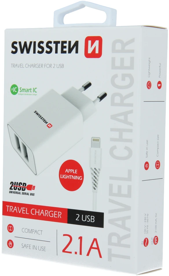 Swissten įkroviklis 2x USB-A 2.1 A (52451)