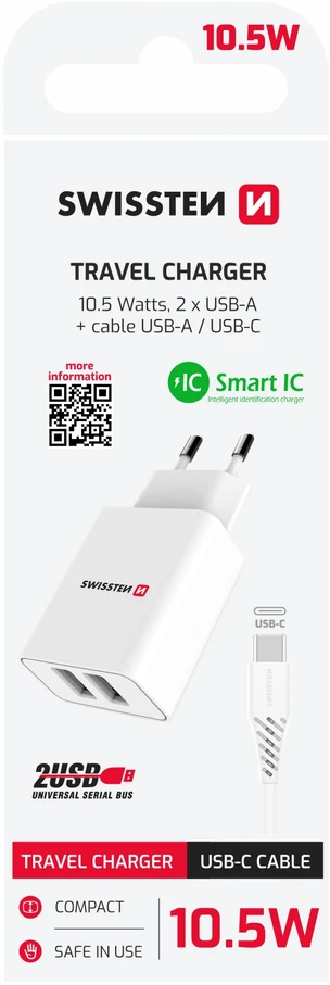 Swissten įkroviklis 2x USB-A 2.1 A (22053000)