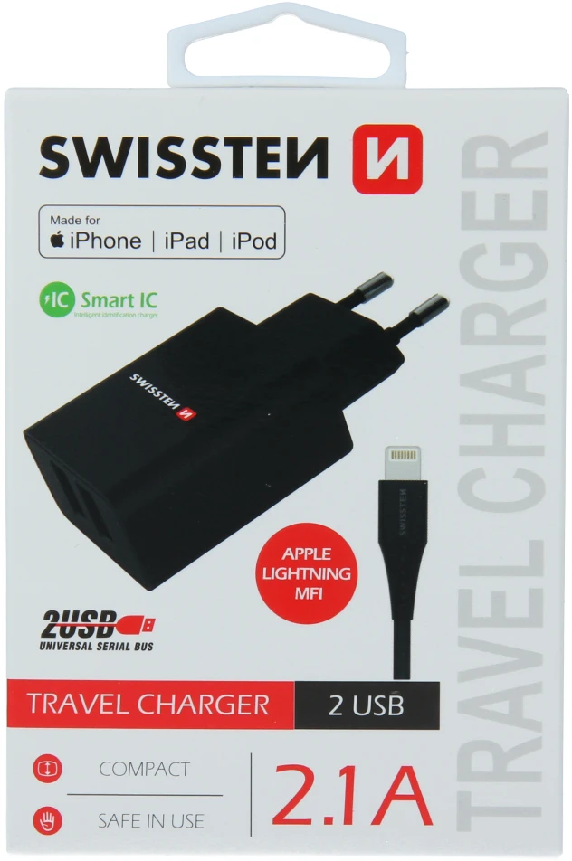Swissten įkroviklis 2x USB-A 2.1 A (22056000)