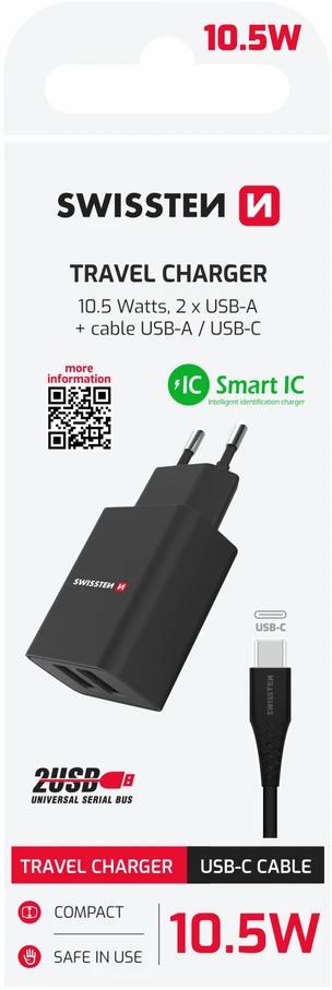 Swissten įkroviklis 2x USB-A 2.1 A (22054000)