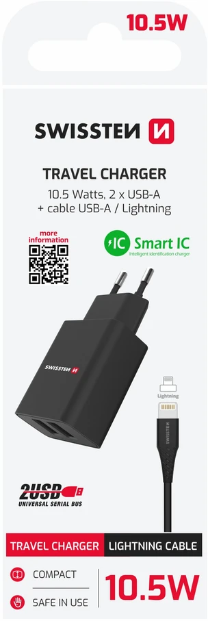 Swissten 2x USB-A įkroviklis (22058000)