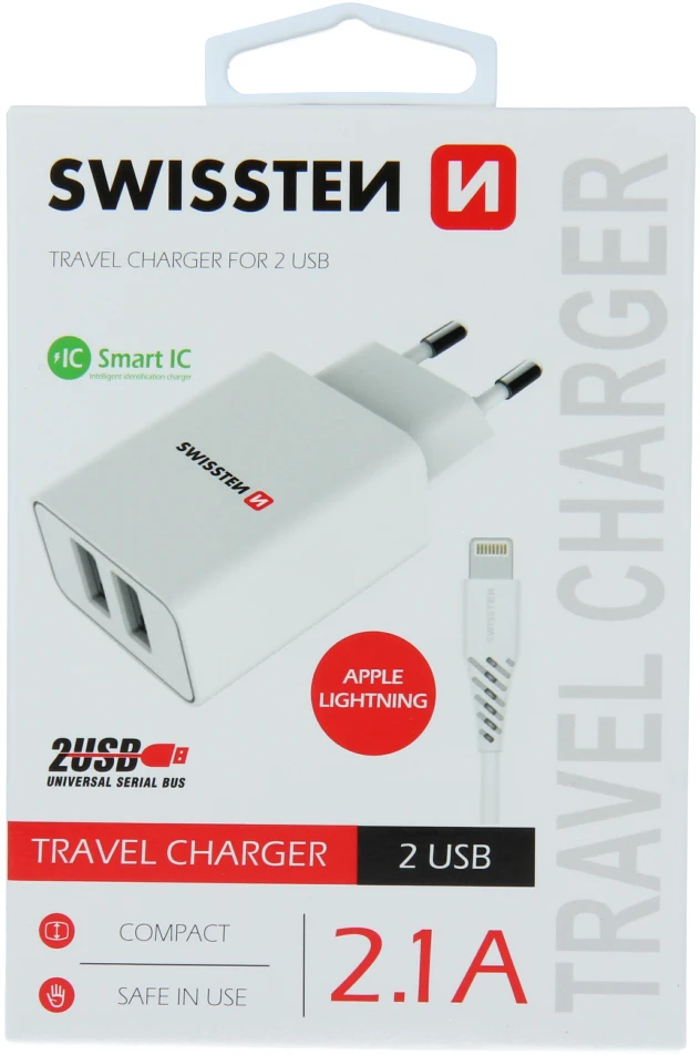 Swissten įkroviklis 2x USB-A 2.1 A (52451)