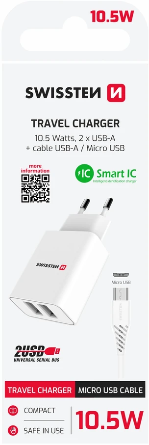 Swissten įkroviklis 2x USB-A 3 A (22051000)