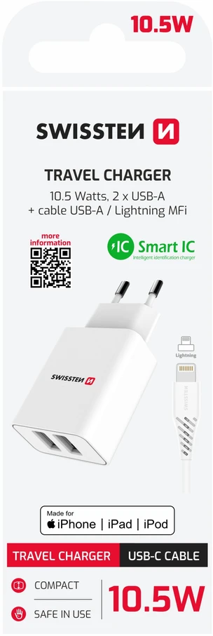 Swissten įkroviklis 2x USB-A 2.1 A (22055000)