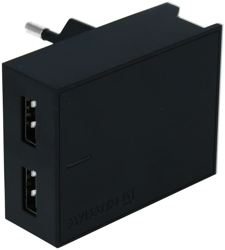 Phone Accessories Swissten Smart IC tinklo įkroviklio rinkinys 2xUSB 3A+Type C duomenų kabelis 1,2m, juodas