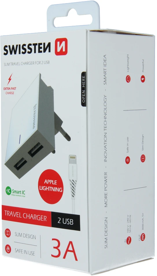 Swissten įkroviklis 2x USB-A 3 A (22047000)