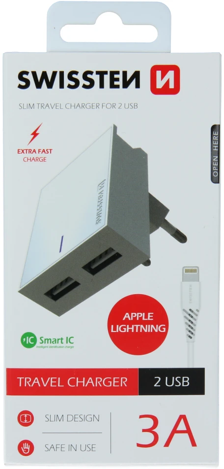 Swissten įkroviklis 2x USB-A 3 A (22047000)