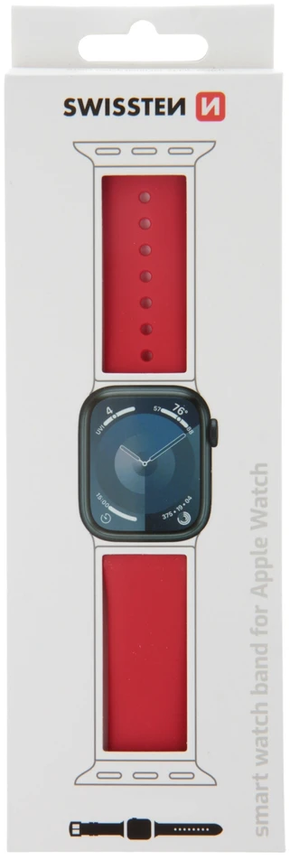 Swissten Išmaniojo laikrodžio Apple 1/2/3/4/5/6/SE silikoninis dirželis, Raudonos spalvos, 38/40mm