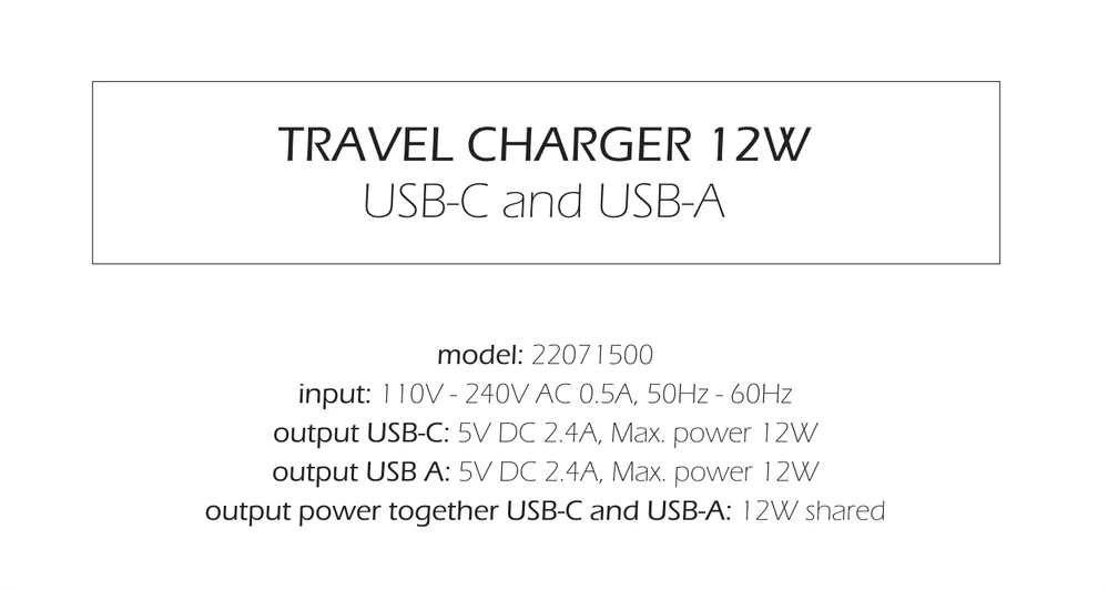 „Swissten“ kelioninis įkroviklis 12 W USB-C / USB-A