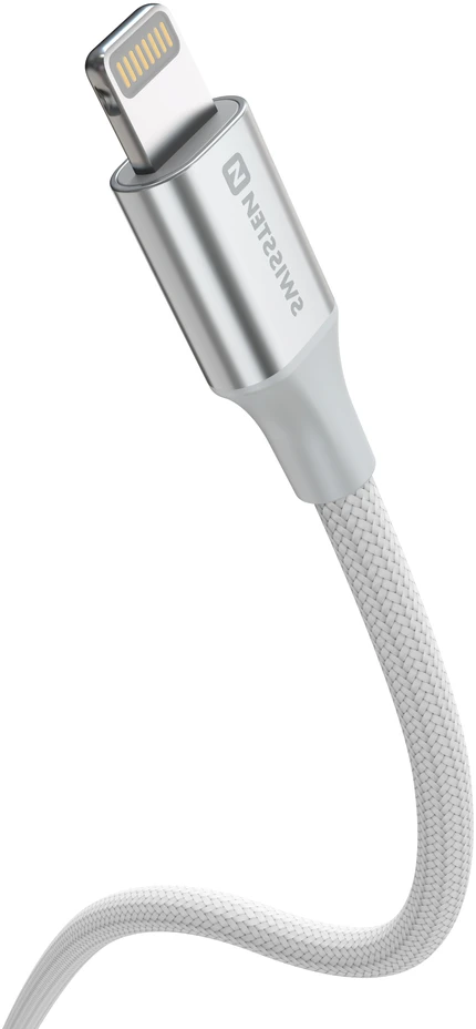 SWISSTEN TEXTILE II duomenų kabelis USB-C – žaibiškas 1,5 m baltas