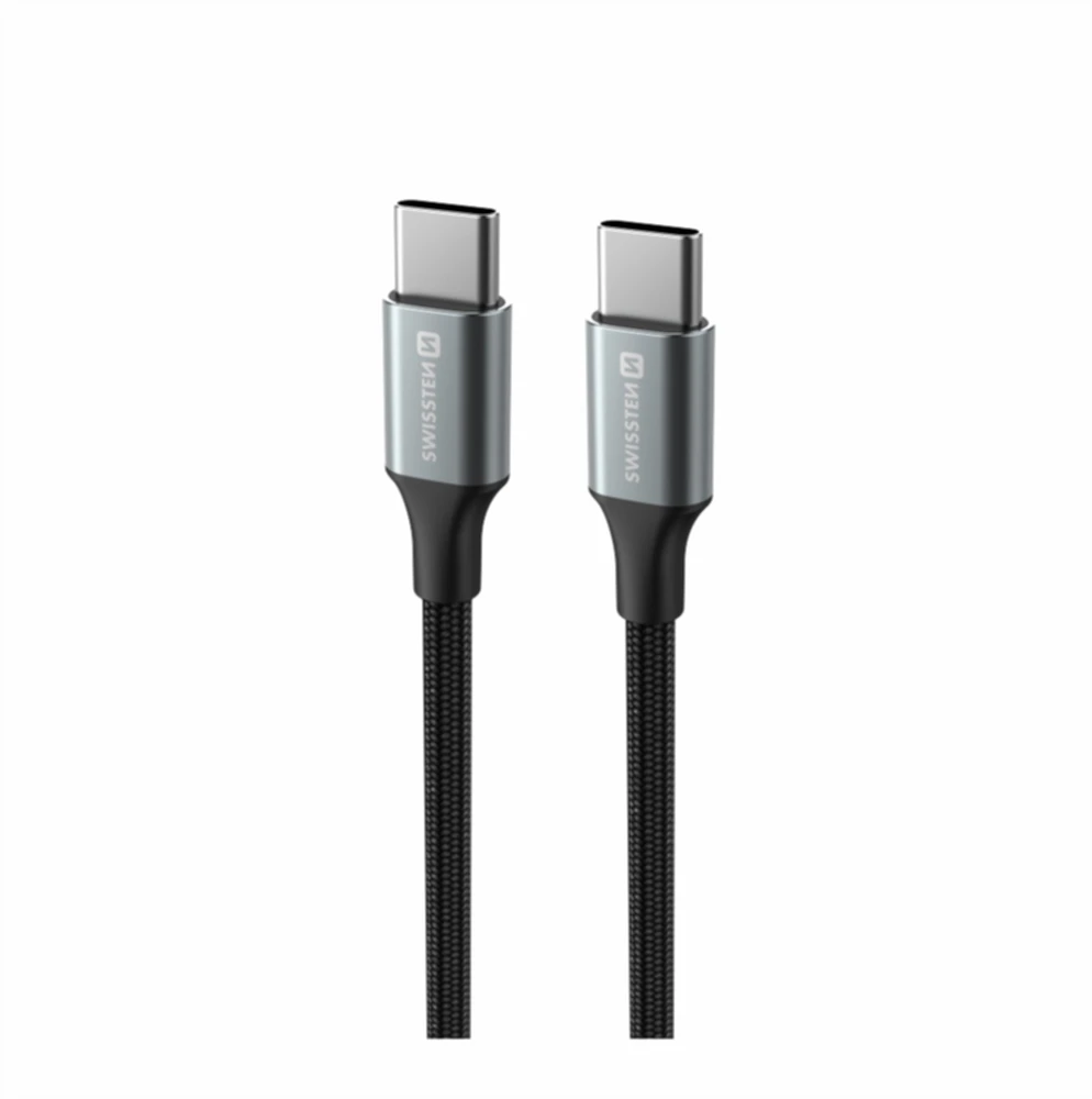 SWISSTEN TEXTILE II datový kabelis USB-C - USB-C 1.5m juoda