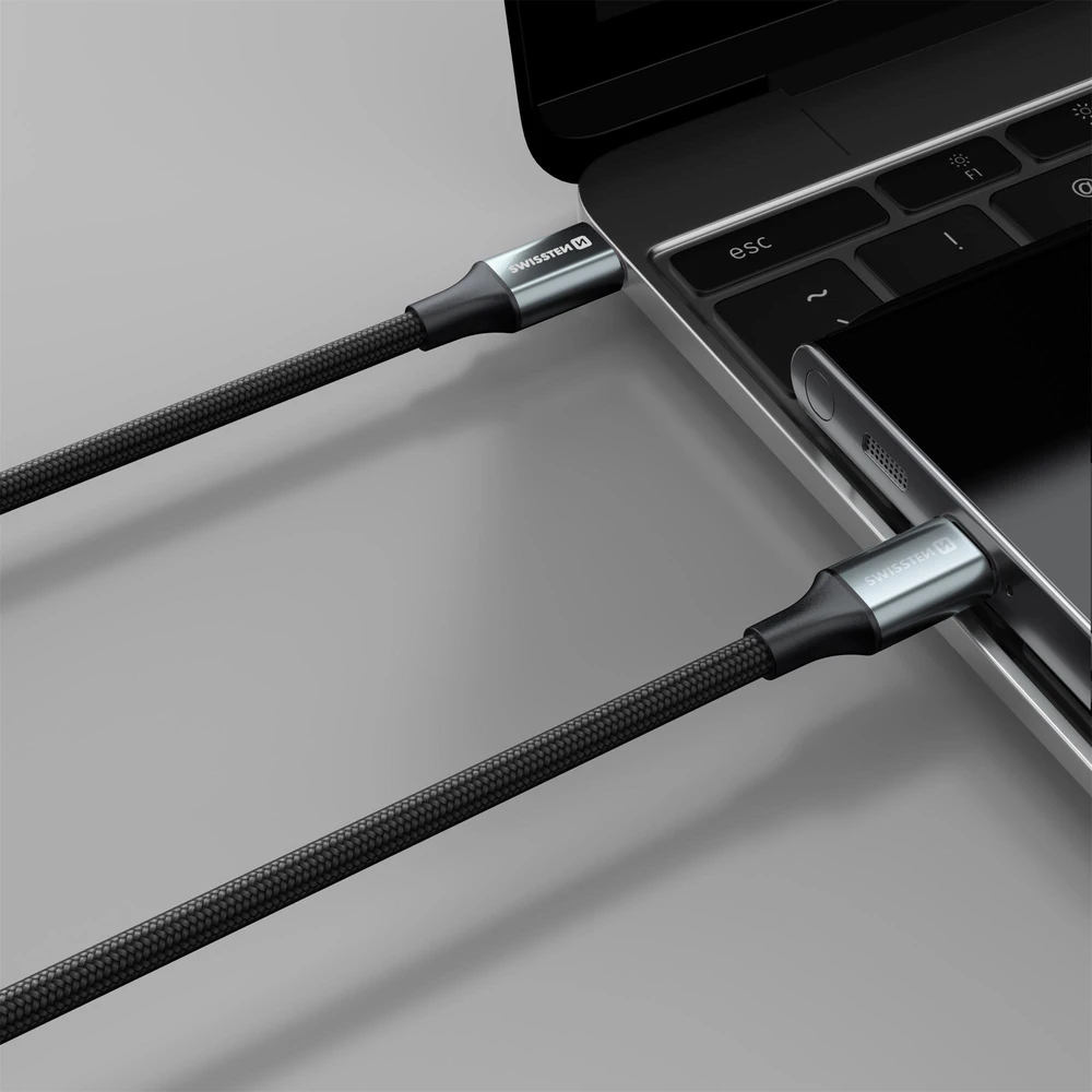 SWISSTEN TEXTILE II datový kabelis USB-C - USB-C 1.5m juoda