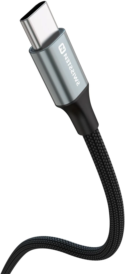 SWISSTEN TEXTILE II datový kabelis USB-C - USB-C 1.5m juoda