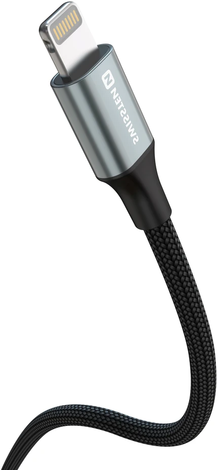 SWISSTEN TEXTILE II datový kabelis USB - Lightning 1.5m juoda