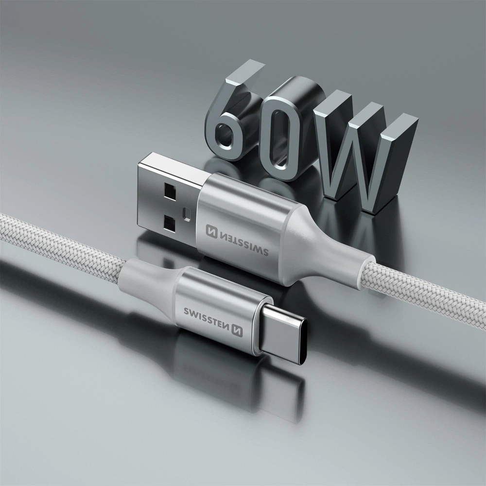 „Swissten Textile II USB - USB-C“ duomenų ir įkrovimo kabelis, 1,5 m