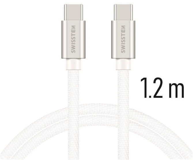 Swissten Textile Universal Quick Charge 3.0 USB-C į USB-C duomenų ir įkrovimo laidas 1,2 m