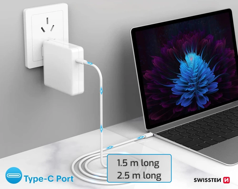 Kabelis USB Swissten USB-C - USB-C 1.5 m Baltas (71506520)