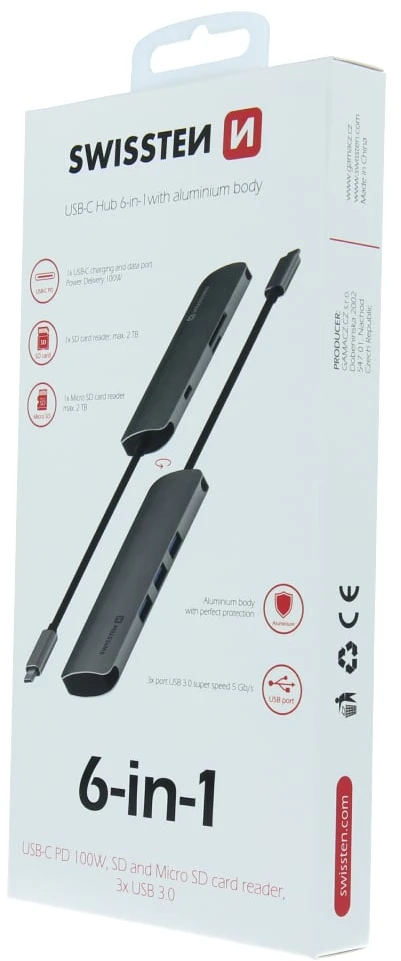 SWISSTEN USB-C HUB 6-IN-1