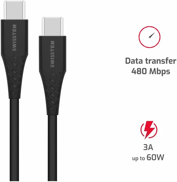 Swissten USB-C - USB-C 1.0m juoda