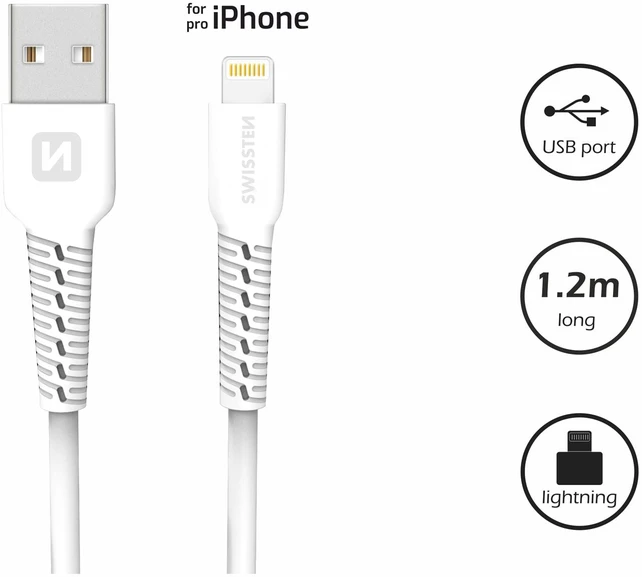 Swissten duomenų kabelis USB / „Lightning“ 1,2 m