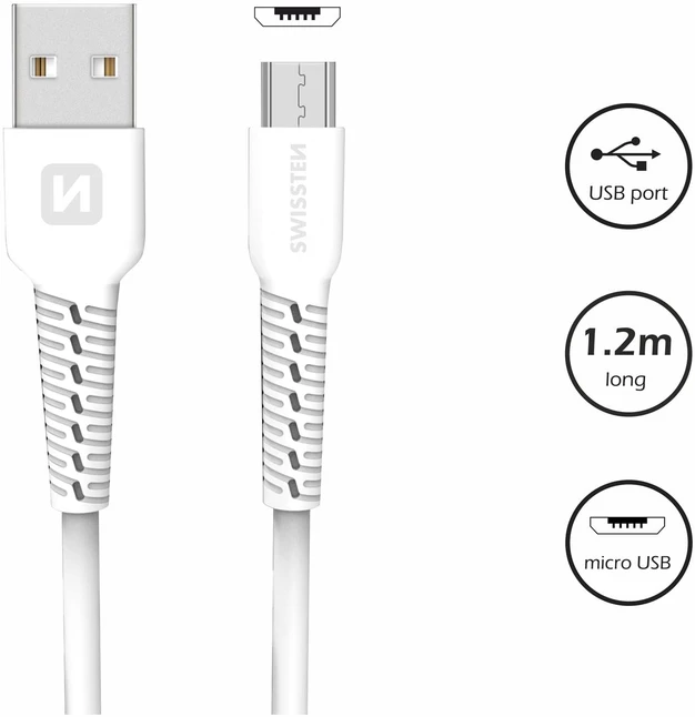 Swissten duomenų kabelis USB / Micro USB 1,2 m