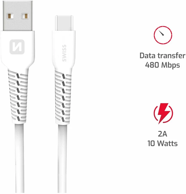 Swissten USB - USB-C 1.0m balta