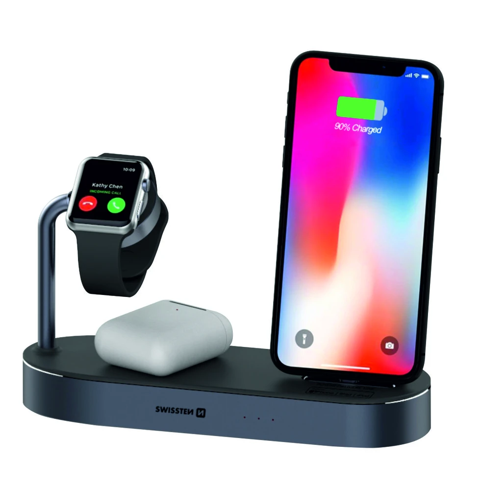 Swissten Įkroviklis Prestigio 4w1 MFI Wireless Docking Station bezprzewodowa