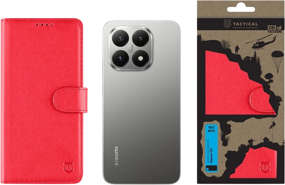 Dėklas Tactical Field Notes skirtas Xiaomi 15T Raudona