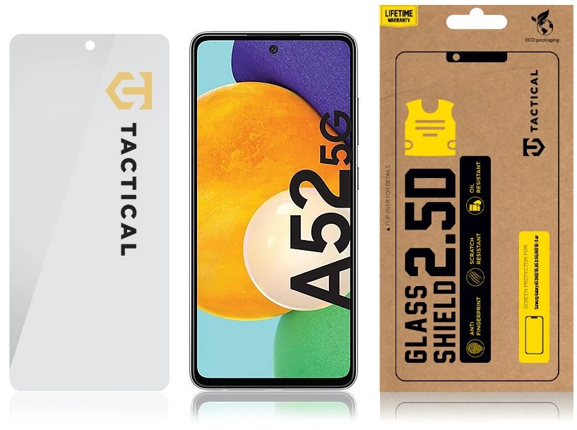 Tactical apsauginis stiklas Shield 2.5D skirtas Samsung Galaxy A52/A52 5G/A52s 5G/A53 5G skaidrus