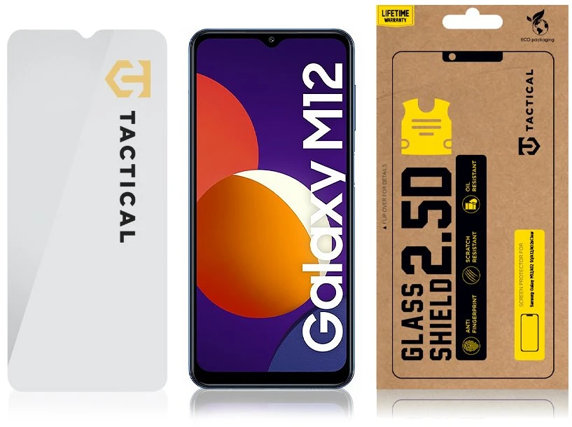 Tactical apsauginis stiklas Shield 2.5D skirtas Samsung Galaxy M12/A32 5G/A12/A02s skaidrus