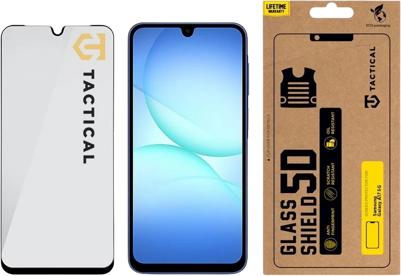 Tactical Apsauginis stiklas Shield 5D skirtas Samsung Galaxy A17 4G/5G juodos spalvos