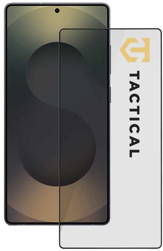 Tactical apsauginis stiklas Shield 5D skirtas Samsung Galaxy S25 Ultra su juodos spalvos krašteliu