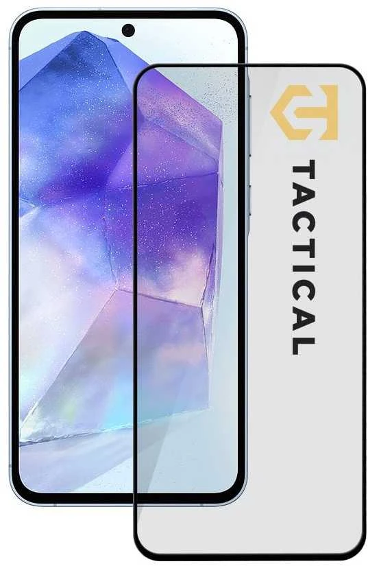Tactical apsauginis stiklas Shield 5D skirtas Samsung Galaxy A55 5G su juodos spalvos krašteliu