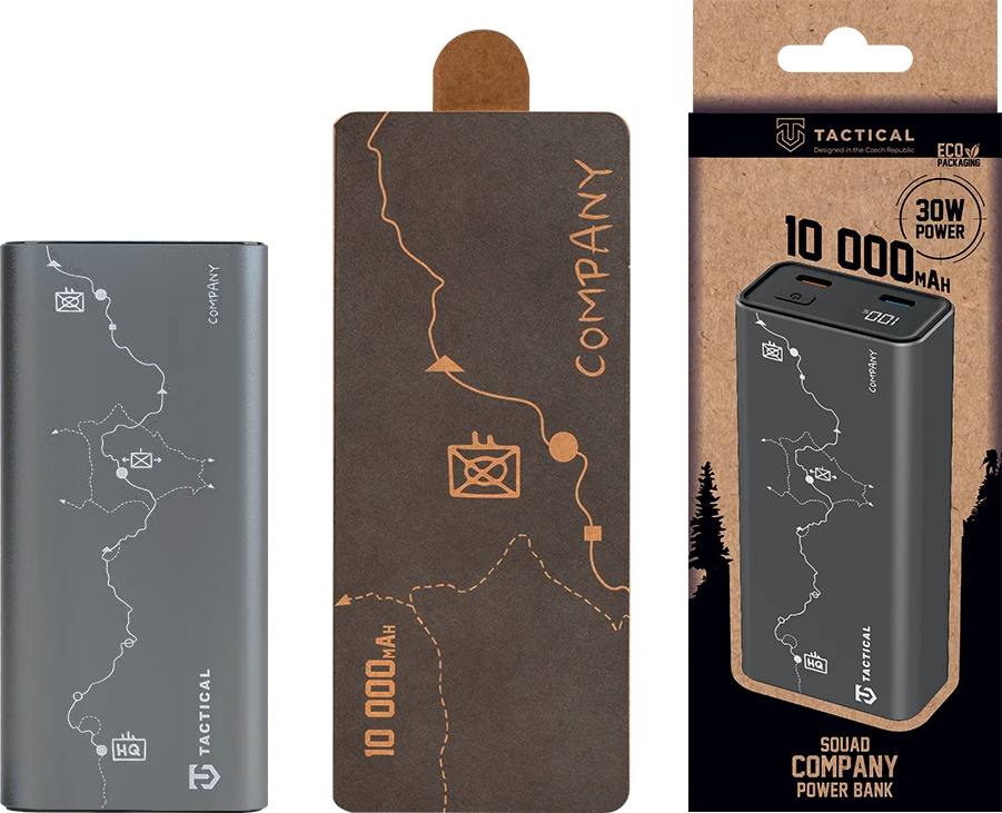 Tactical Squad Company Powerbank 30W 10000 mAh – greitas įkrovimas, aliuminis