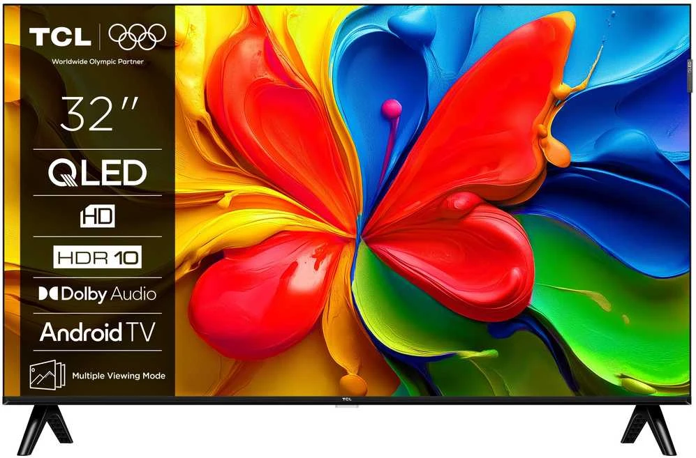 TCL HD QLED televizorius | 32S4K | 32 | Išmanusis televizorius | „Android“ televizorius | HD | Juodas