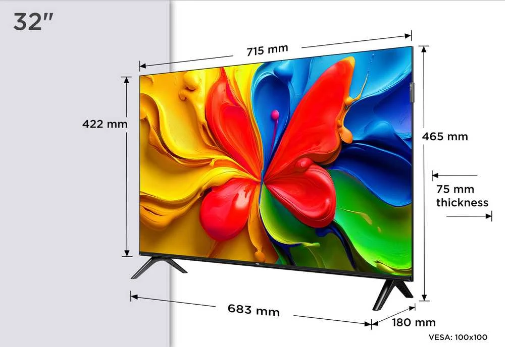 TCL HD QLED televizorius | 32S4K | 32 | Išmanusis televizorius | „Android“ televizorius | HD | Juodas