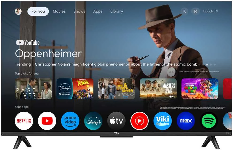 Televizorius TCL 4K QLED TV | 43T69C | 43 | Smart TV | Google TV | UHD | Juodas