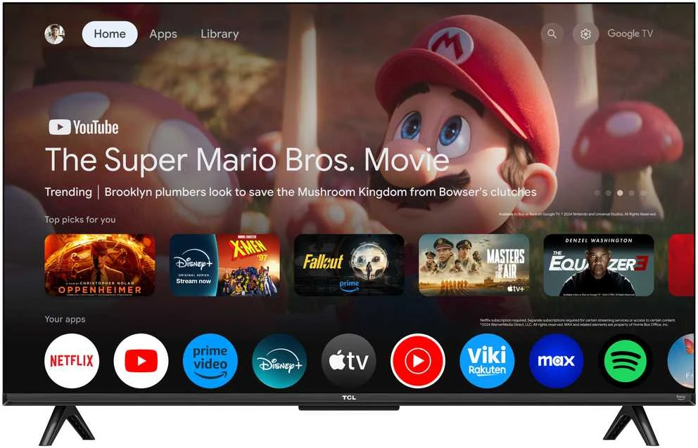 Televizorius TCL 4K QLED TV | 43T69C | 43 | Smart TV | Google TV | UHD | Juodas