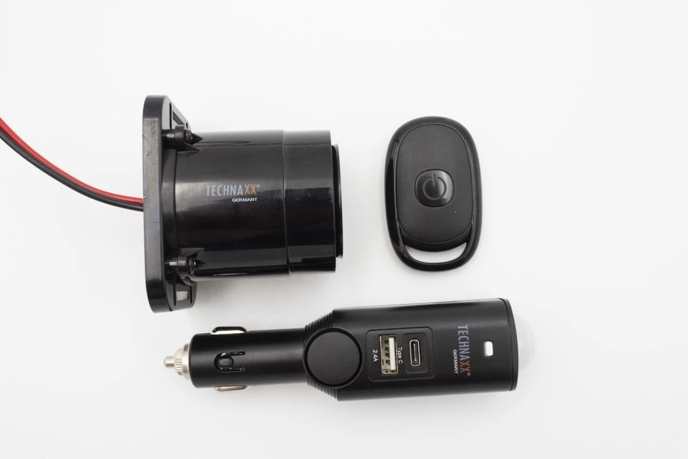 Alarm automobilinis Technaxx do 10m, pilot, USB (juoda)