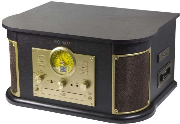 „Technaxx“ skaitmenina vinilo plokšteles, kasetes, kompaktinius diskus, radiją, turi AUX-IN ir „Bluetooth“ funkcijas