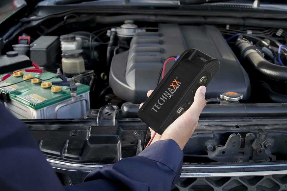 Technaxx Jump Starter, Powerbank 3-v-1, 10000mAh Juodas ( TX-218)