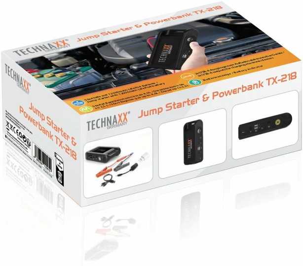 Technaxx Jump Starter, Powerbank 3-v-1, 10000mAh Juodas ( TX-218)