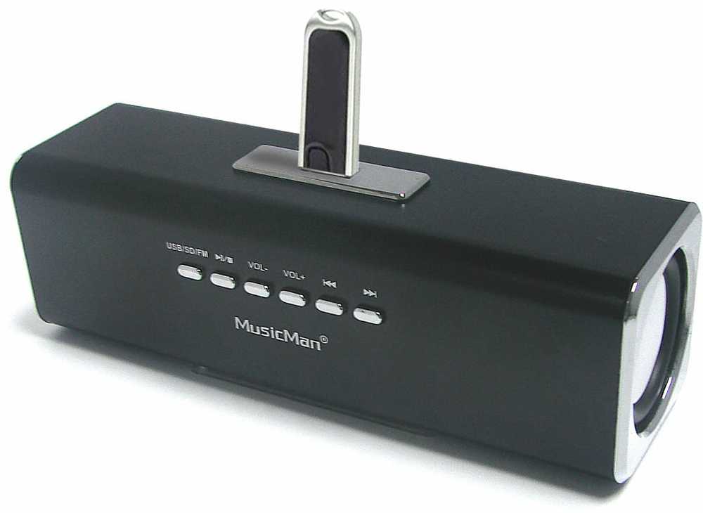 Technaxx MusicMan, baterie 600 mAh, FM-Radio, USB, juodas