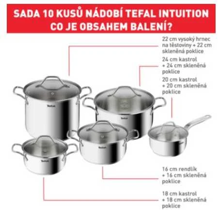Puodų rinkinys Tefal Intuition B864SA74, 10 vnt.