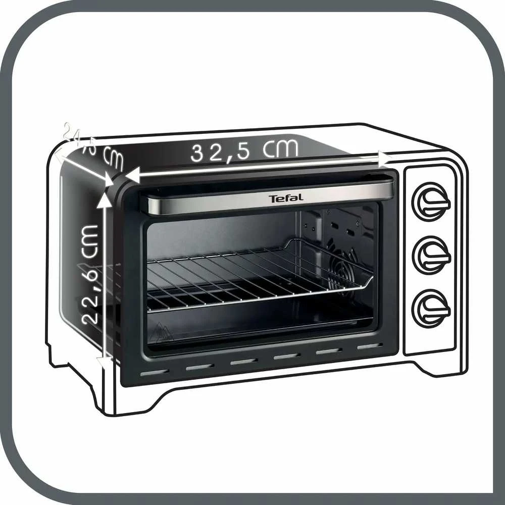 Mikrobangų krosnelė TEFAL | Mini Oven | OF444834 | 19 L | 1380 W | Juodas