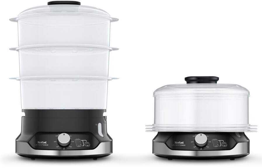 Garų puodas TEFAL | Maisto garintuvas | VC204810 Ultracompact | Juodas | 800 W | Talpa 9 l | Krepšelių skaičius 3