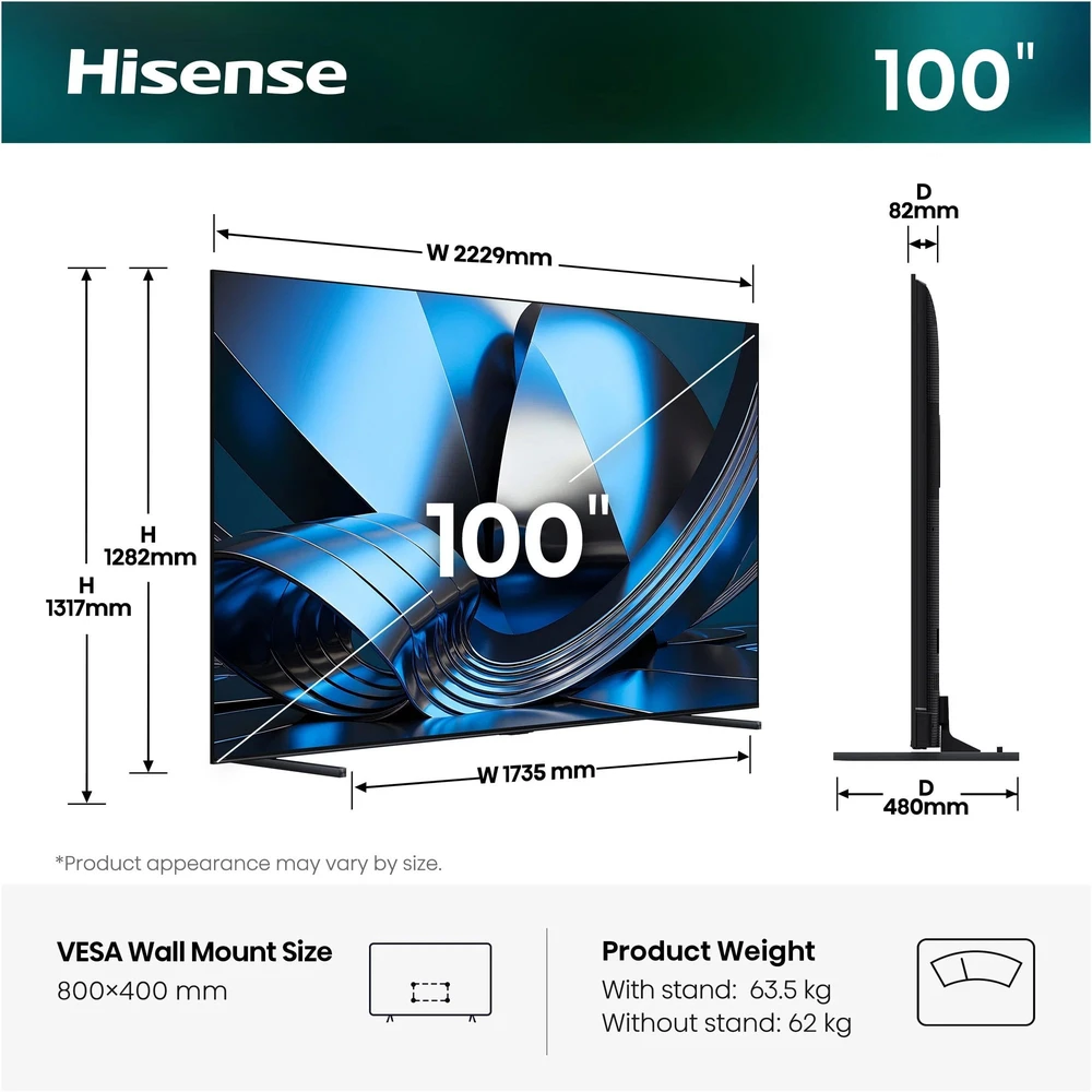 Televizorius TV Hisense 100"