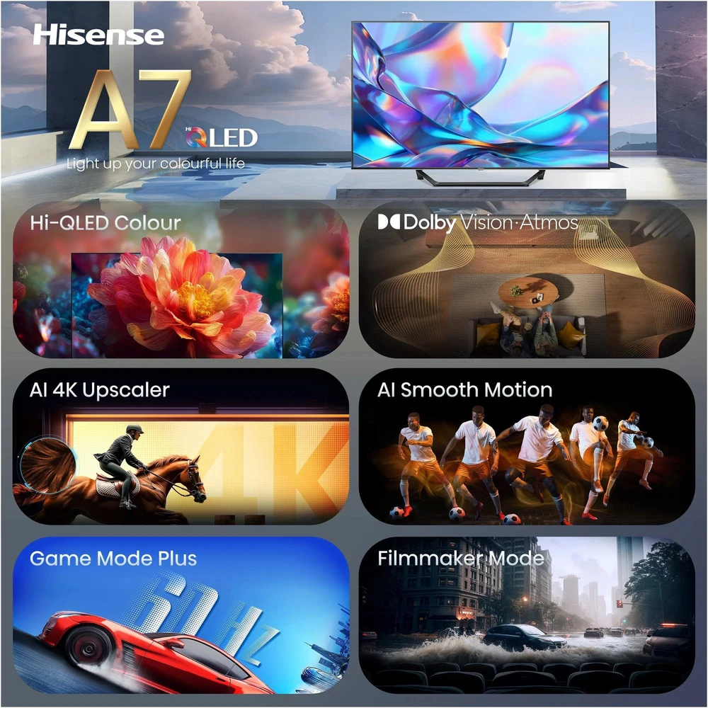 Televizorius Hisense 43A7S 43" QLED 4K VidaaOS 60Hz Dolby Vision IQ 2026