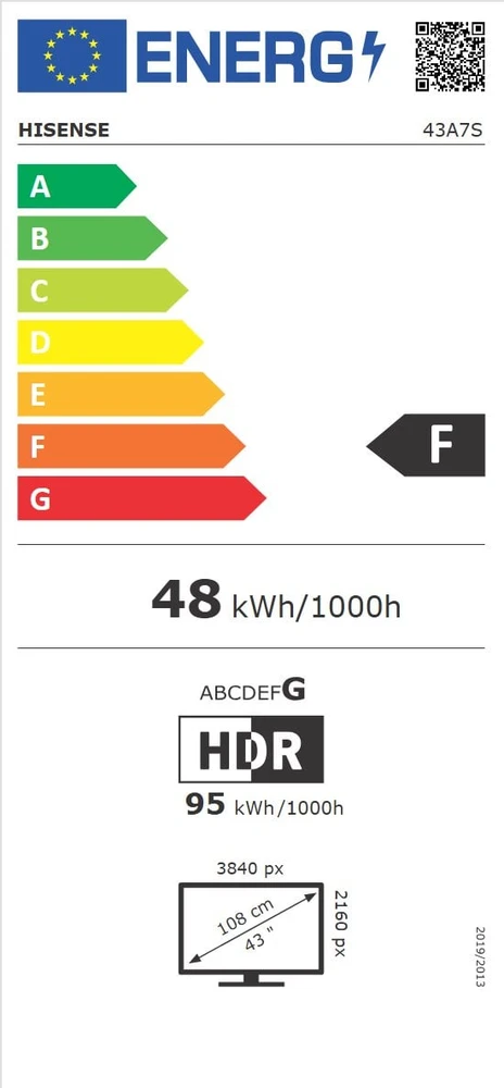 Televizorius Hisense 43A7S 43" QLED 4K VidaaOS 60Hz Dolby Vision IQ 2026
