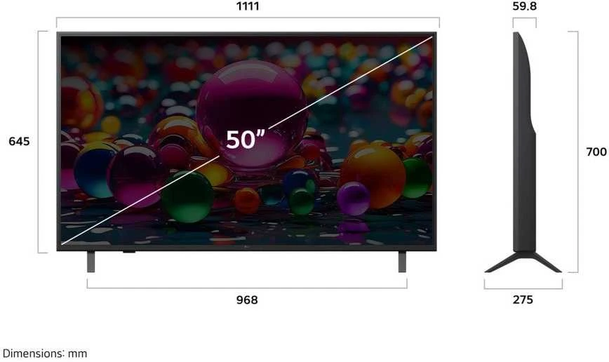 Televizorius LG UHD AI 50UA75006LA 127 cm (50") 4K Ultra HD Smart TV Wi-Fi Juodas